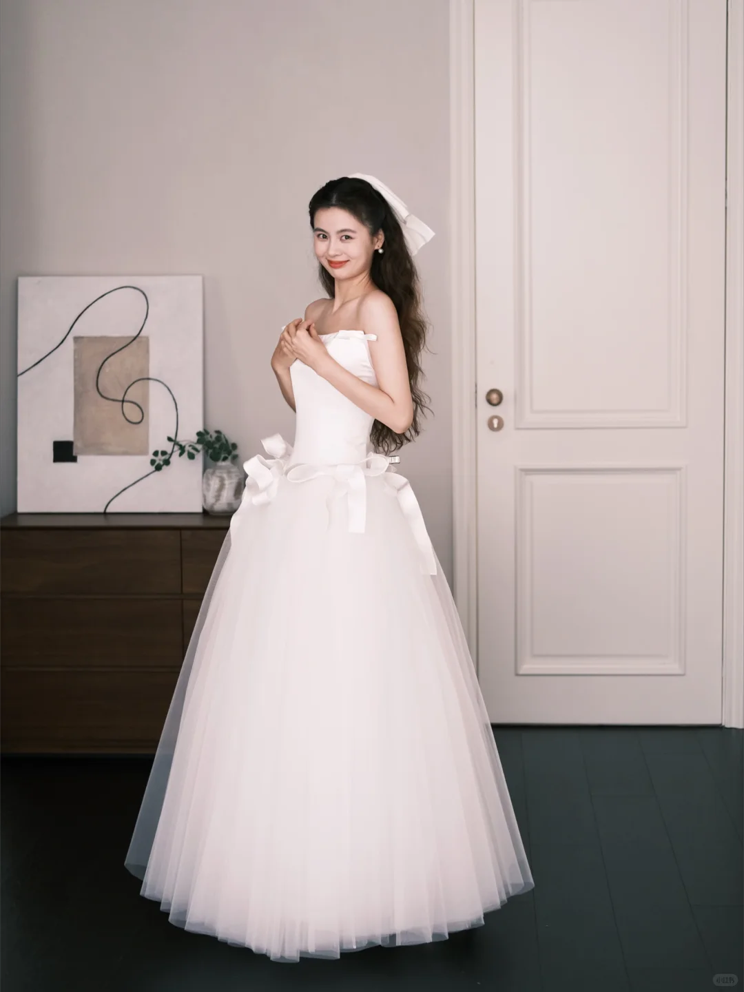 White Off The Shoulder Tulle Wedding Dress Satin Bow Bridal Gown NV7215