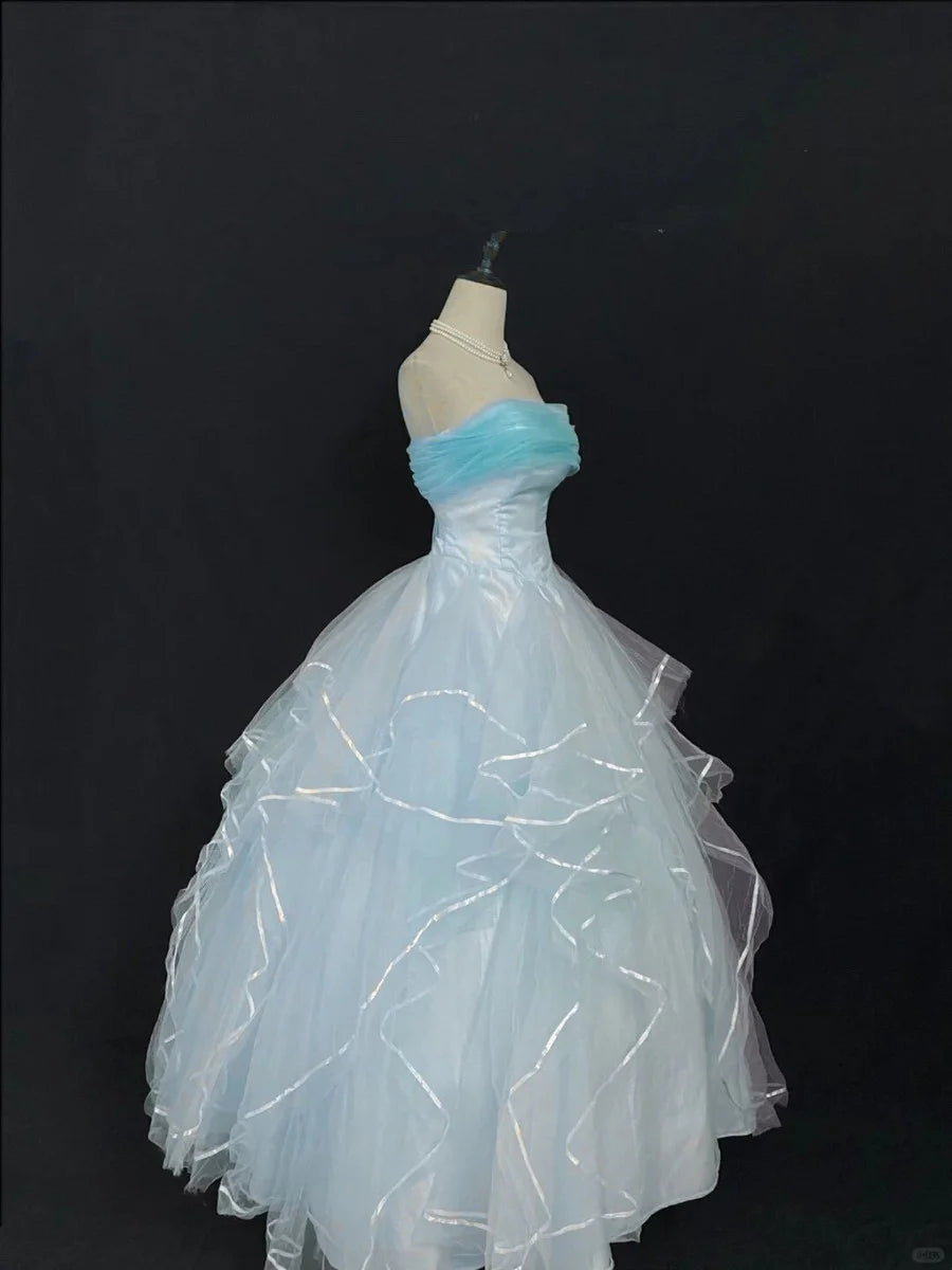 Light blue off-the-shoulder prom dress party dress sweet 16 years old dress evening gown nv4279