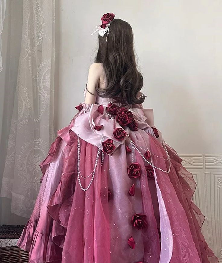Rosa süßes geblümtes Homecoming-Kleid, vorne kurz und hinten lang, Geburtstagskleid, NV5175