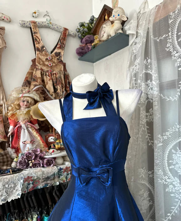 NiceVestidos – Ärmelloses, dunkelblaues, bodenlanges Abendkleid aus Satin in A-Linie, NV5772