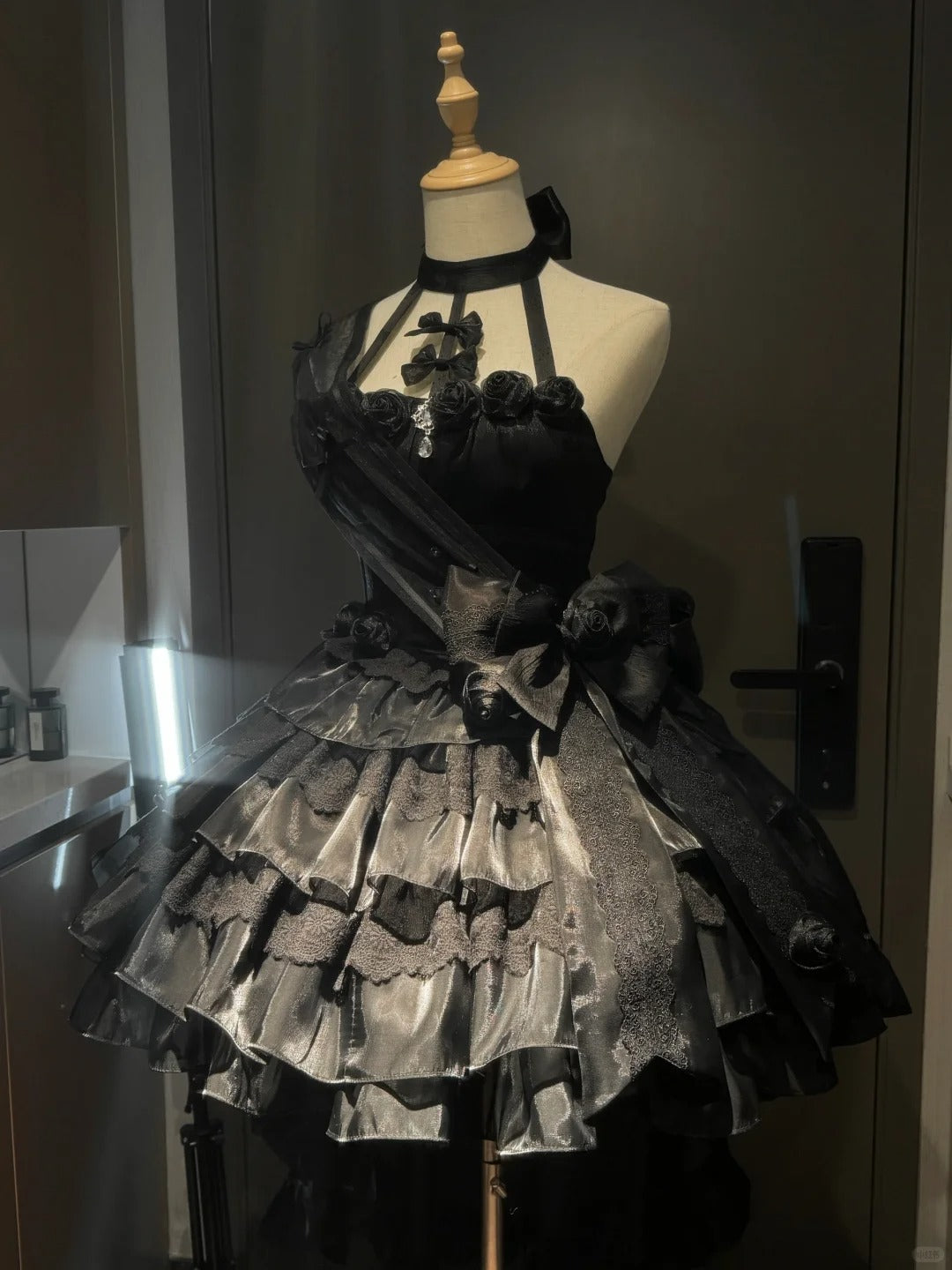 Black homecoming dress elegant sexy short satin asymmetric prom dress evening dress birthday dress nv4412