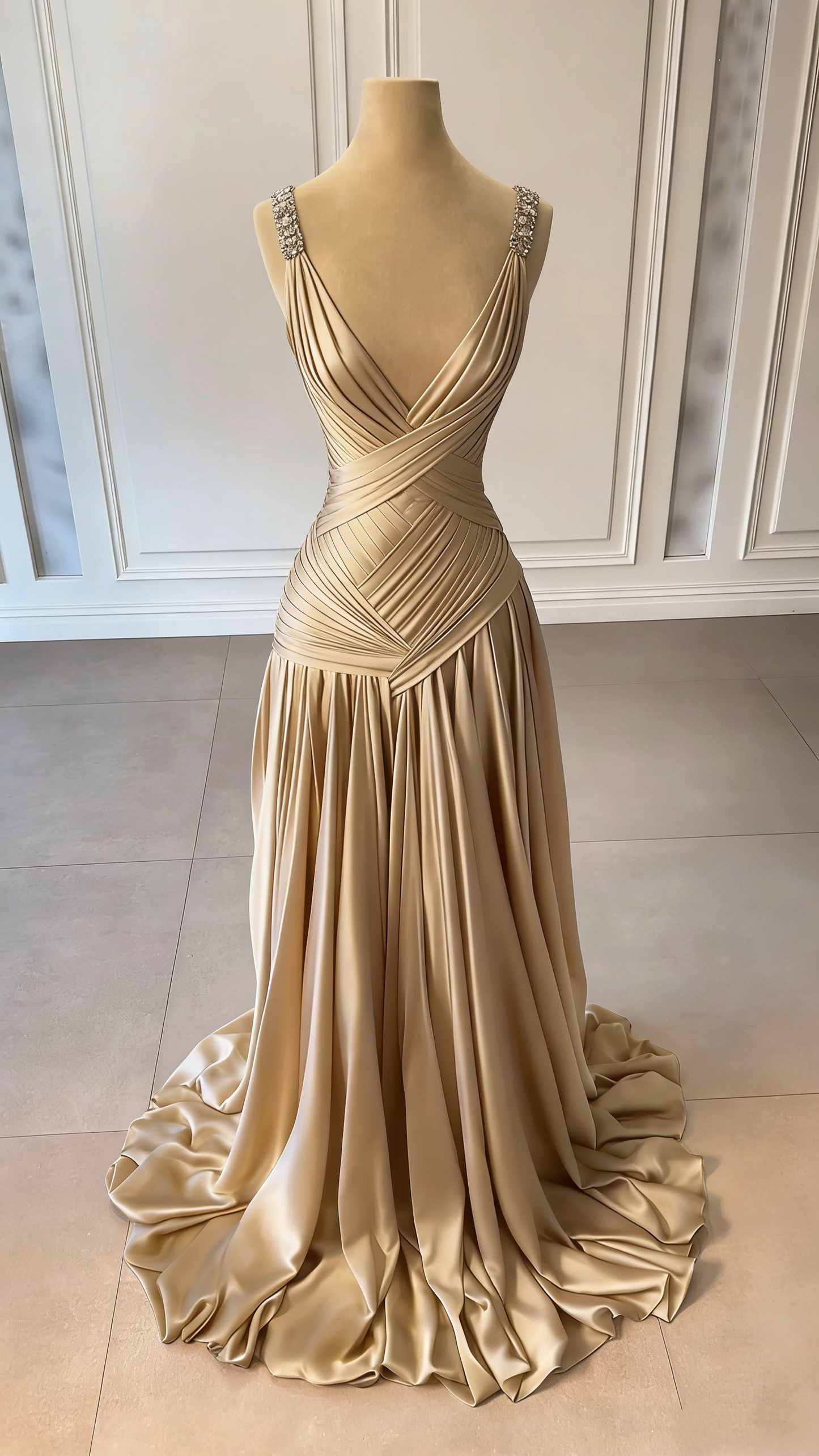 NiceVestidos-_ Evening Gown Blue Satin Floor-Length Evening Gown NV5951
