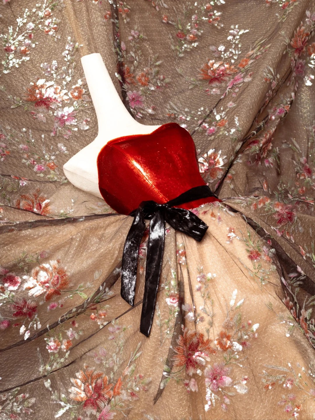 Red tube top floral elegant fashion long tulle Prom Dress evening dress party dress nv4746