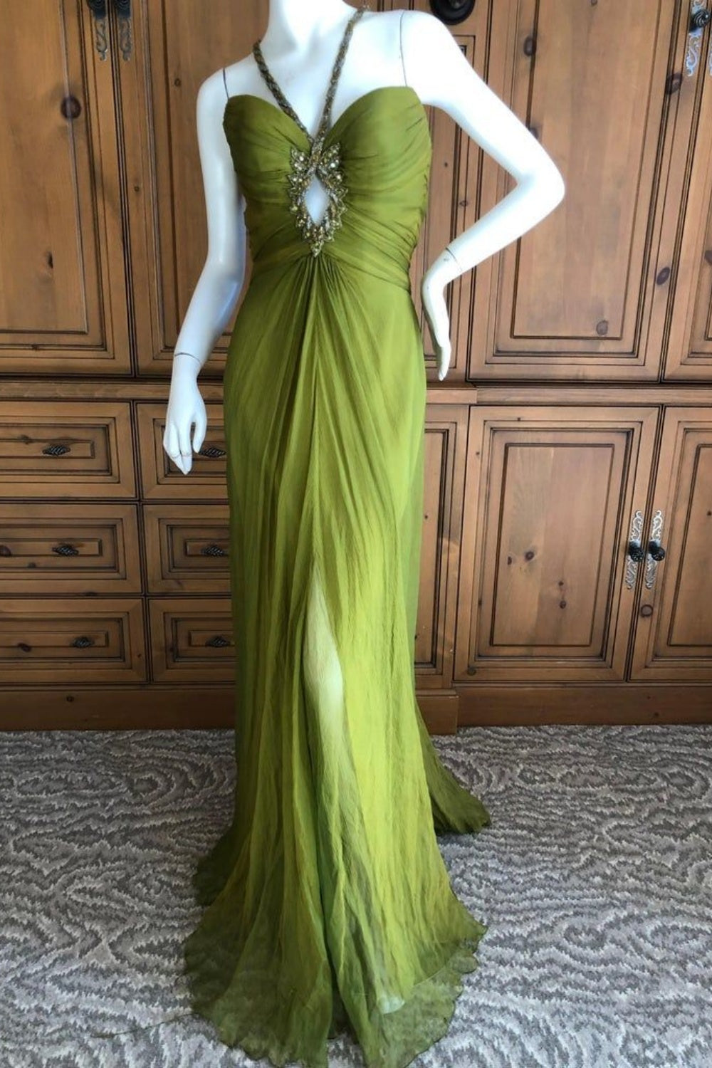 NiceVestidos – Grünes langes Tüllkleid NV6007