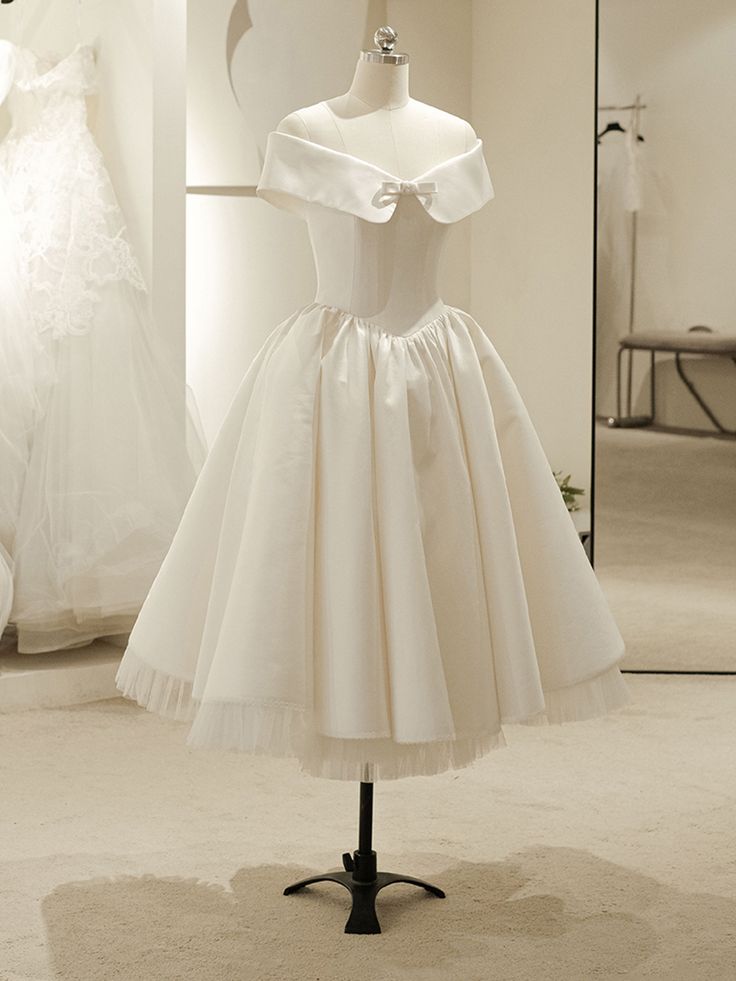 Robe de soirée courte simple et élégante en tulle blanc, robe de soirée, robe de soirée, robe de mariée, nv2823