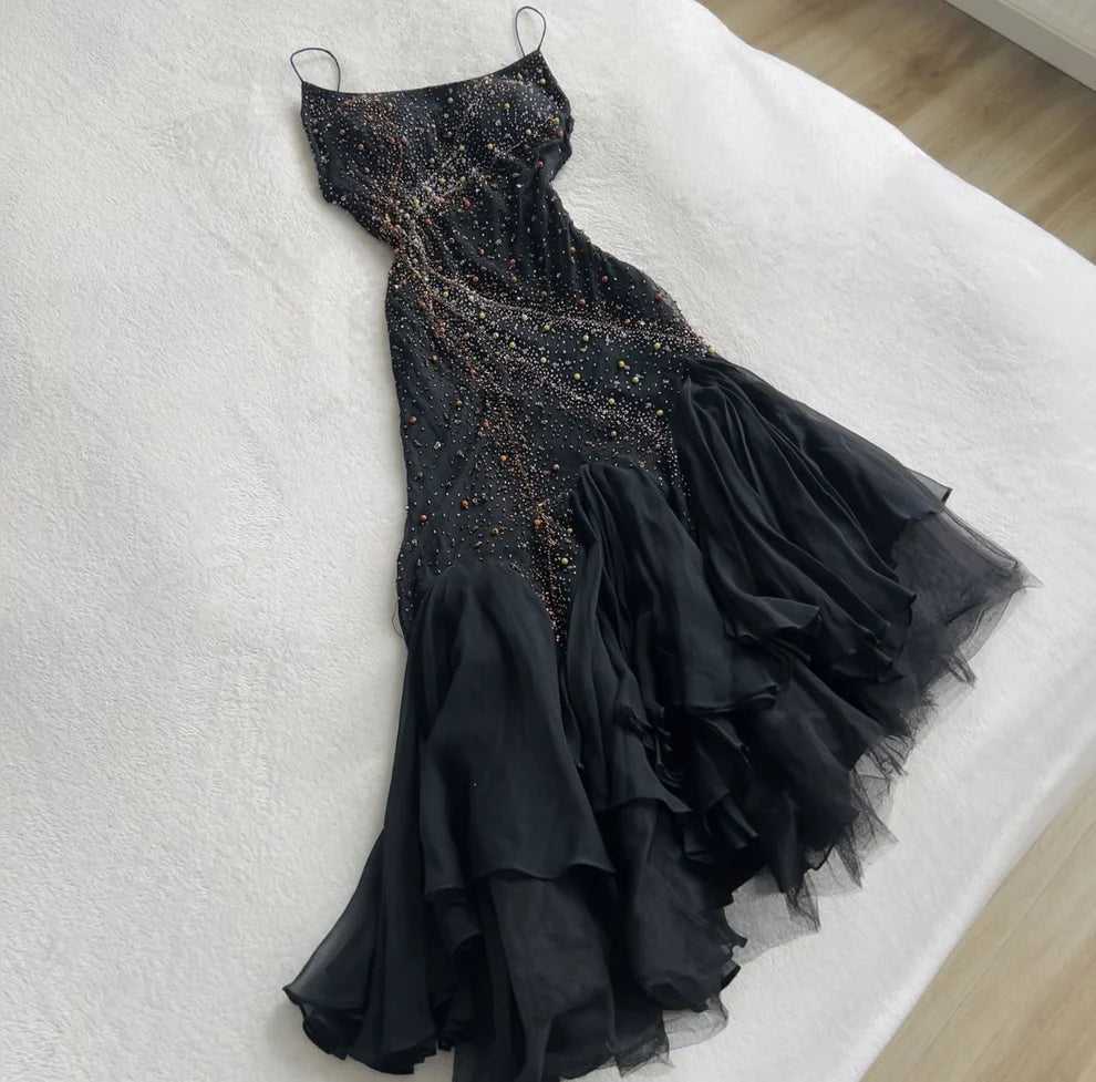 Black gorgeous exquisite beaded long chiffon Prom Dress evening dress party dress nv5355