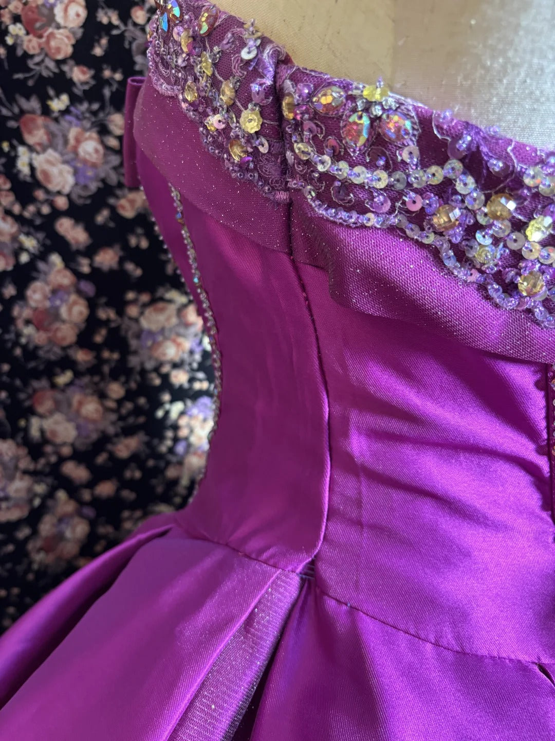 Purple Sequin Beading Elegant Exquisite Long Floor Length Ball Gown Evening Dress nv4177