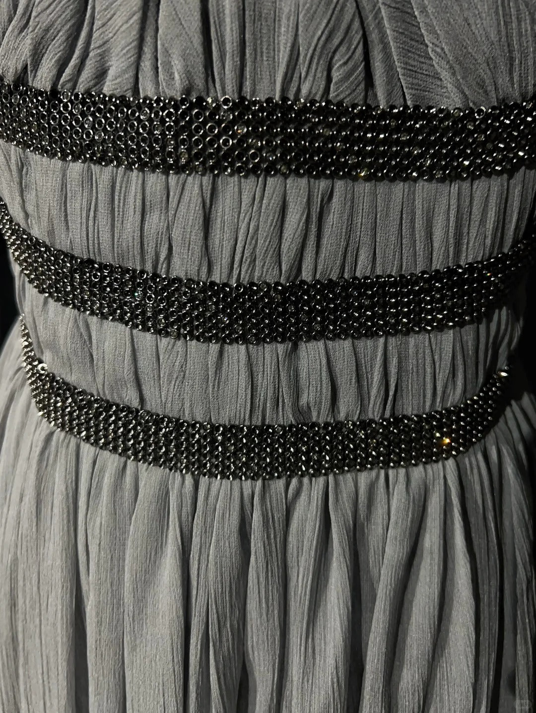 Grey Beaded Elegant Long Chiffon Prom Dres Evening Dress nv4928