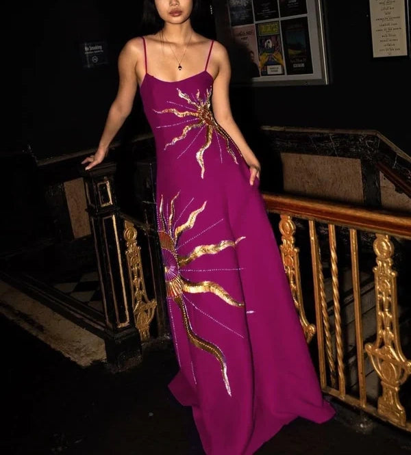 Purple Fashion Beaded Long Satin Party Dress Evening Gown Prom Dress nv4590
