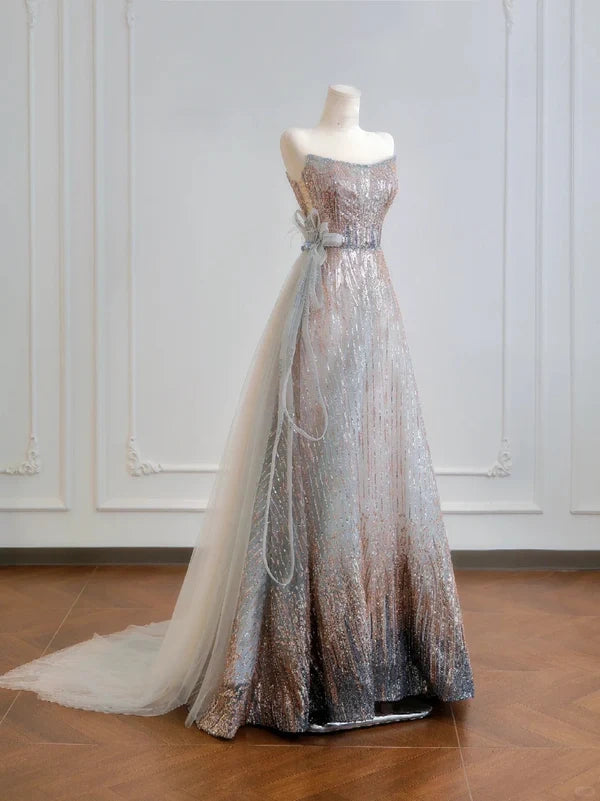 Gilded Gradient Black Dress Long Sequins Prom Dress Evening Dress Party Dress nv4946