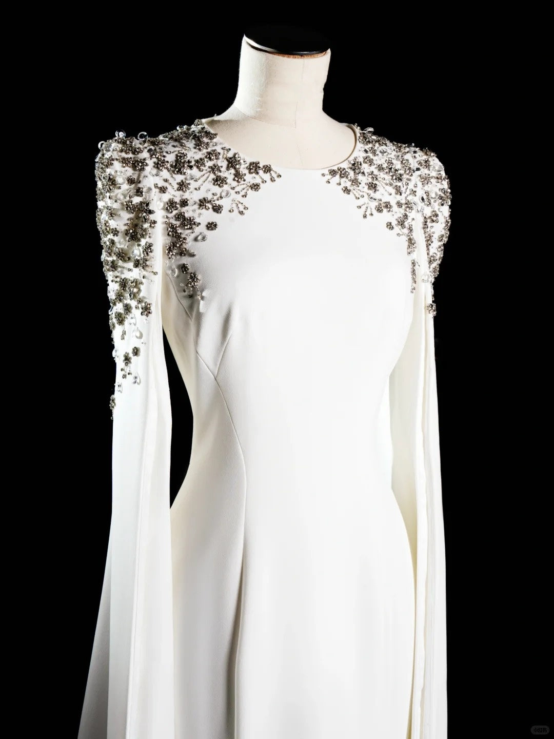 Robe de soirée longue blanche à manches longues et perles, robe de bal tendance, robe de soirée nv4359