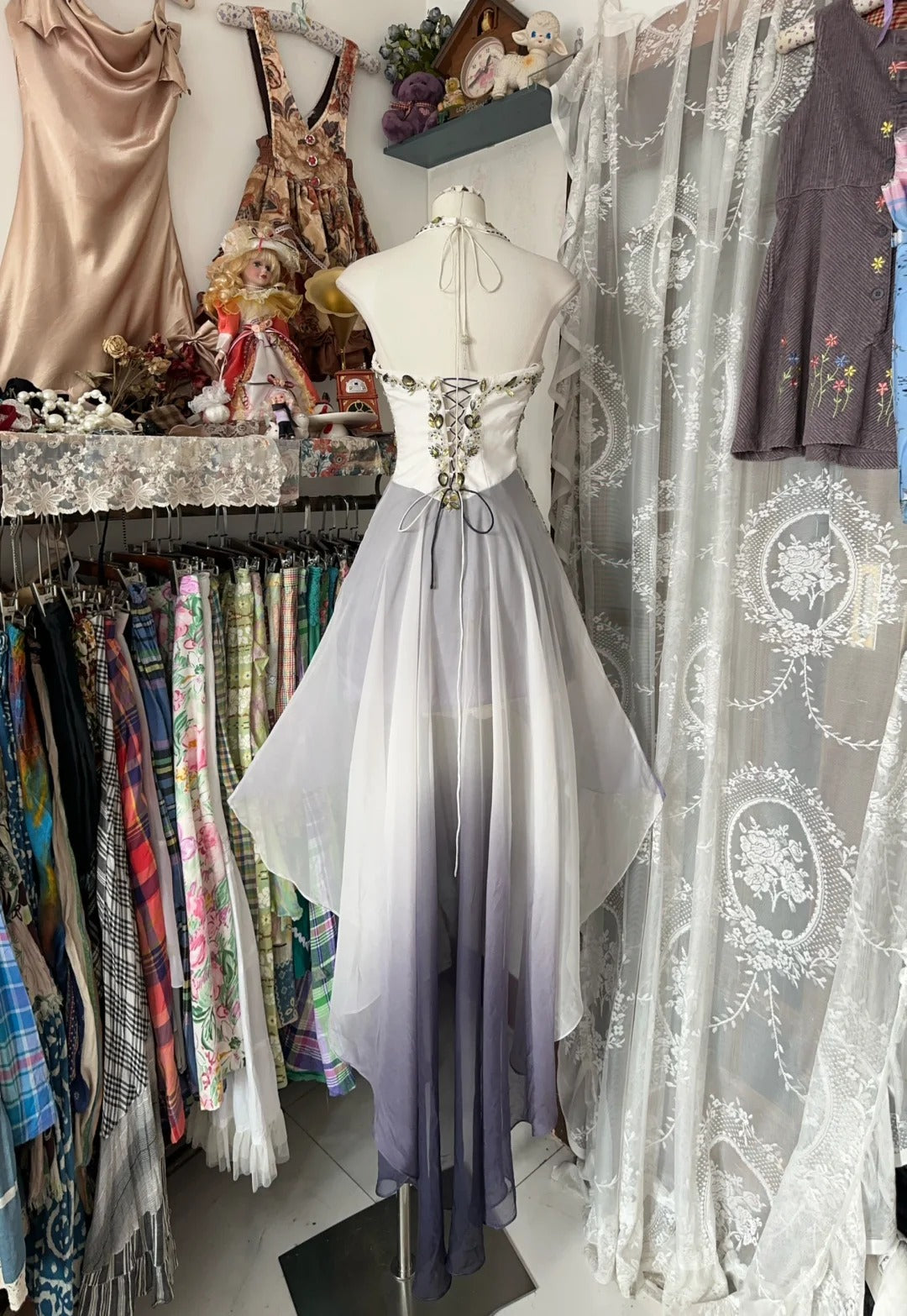 Braun Grau Strass Kurzes Chiffon Retro Mode Homecoming Kleid Geburtstag Party Kleid nv4667