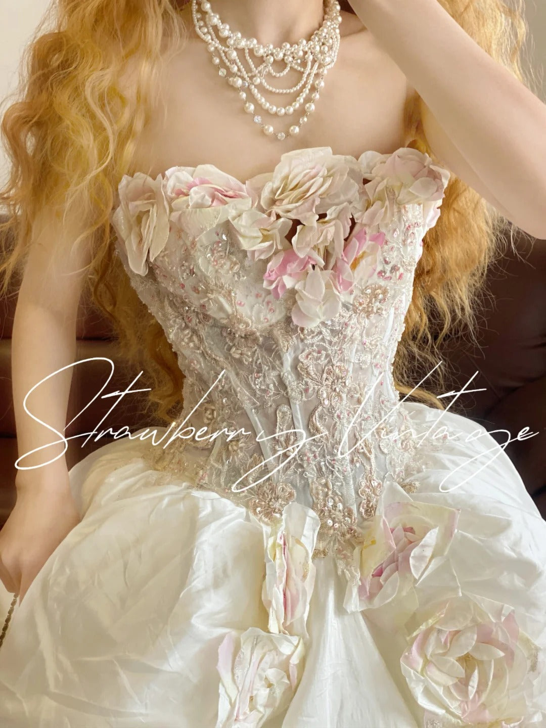 White dress Vintage dress Floral dress Long dress Satin dress Ball gown nv5036