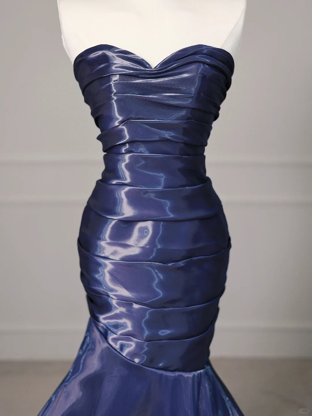 Blue satin mermaid fitted ball gown evening dress nv4437