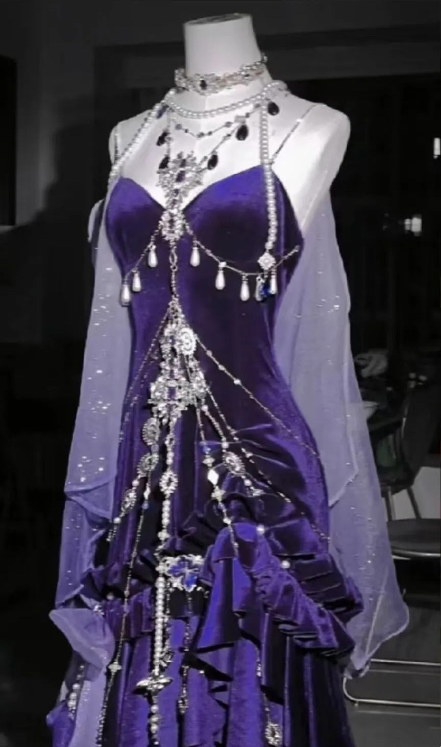 New Retro purple long goddess dress Prom dress NV6472