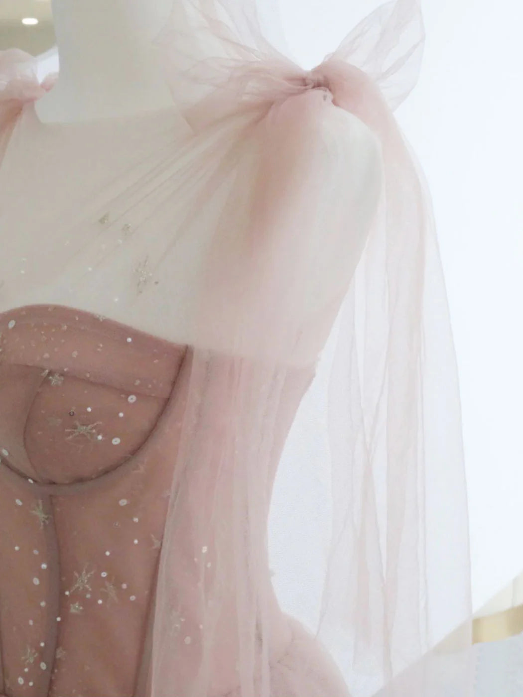 A-Line Pink Round Neck Tulle Long Prom Dresses, Pink Formal Evening Dress nv1528