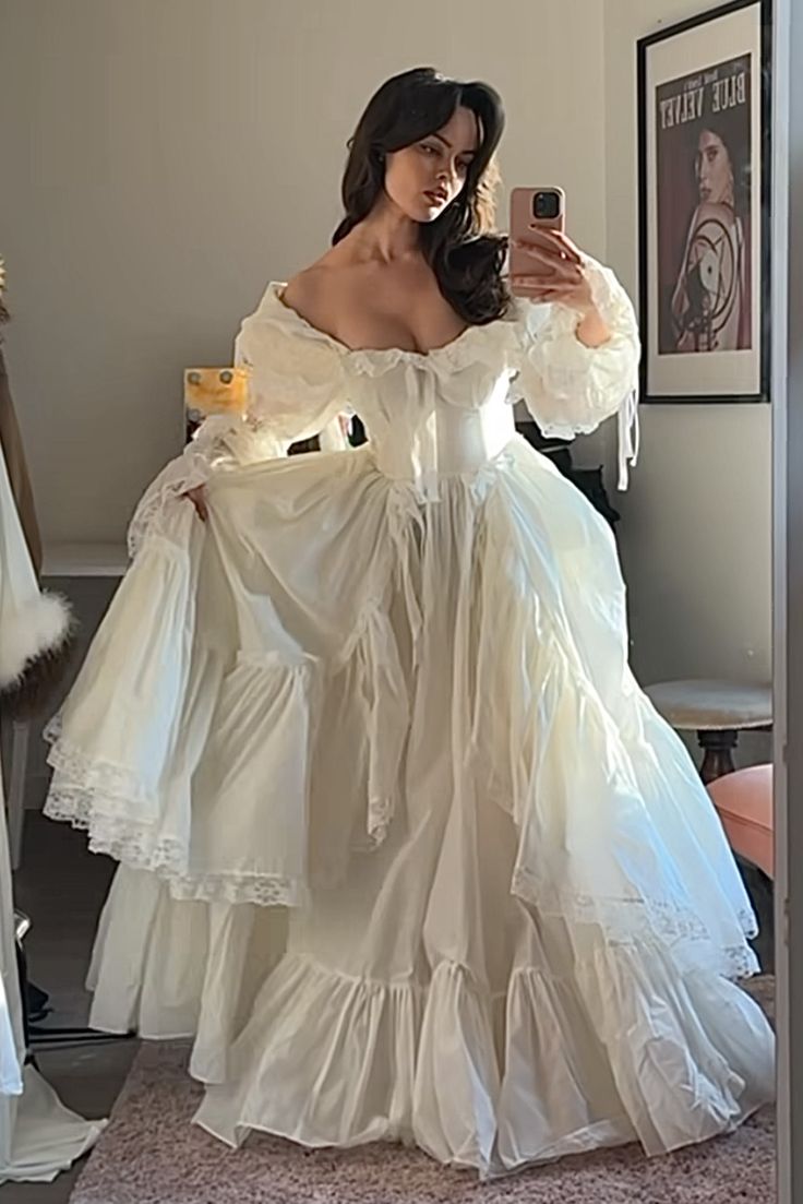 Weißes Vintage elegantes sexy Spitzen langes Tüll Ballkleid Abendkleid Partykleid NV3471