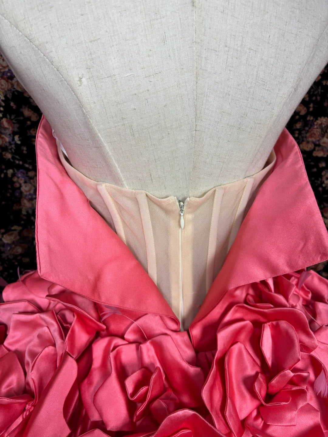 Rosa Blumen Elegante Anspruchsvolle Lange Bodenlange Ballkleid Abendkleid Brautkleid nv4174