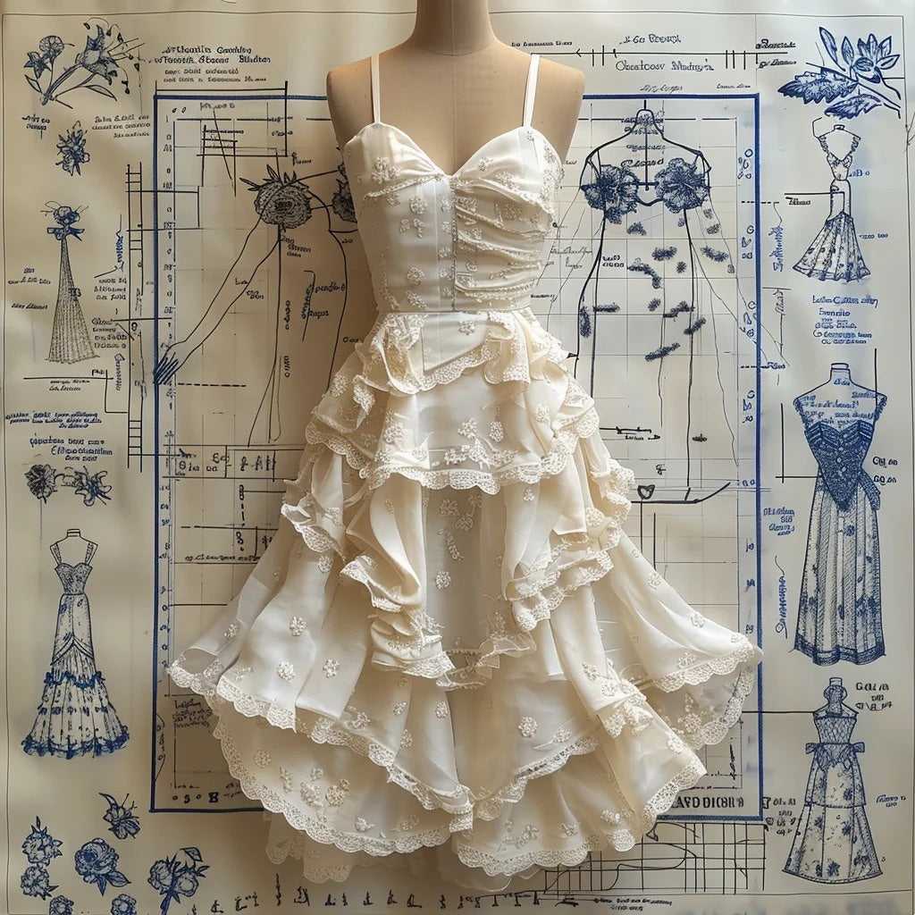 Ivory White Lace Long Tulle Ruffle Fairy Homecoming Dress Prom Dress Evening Dress nv4550