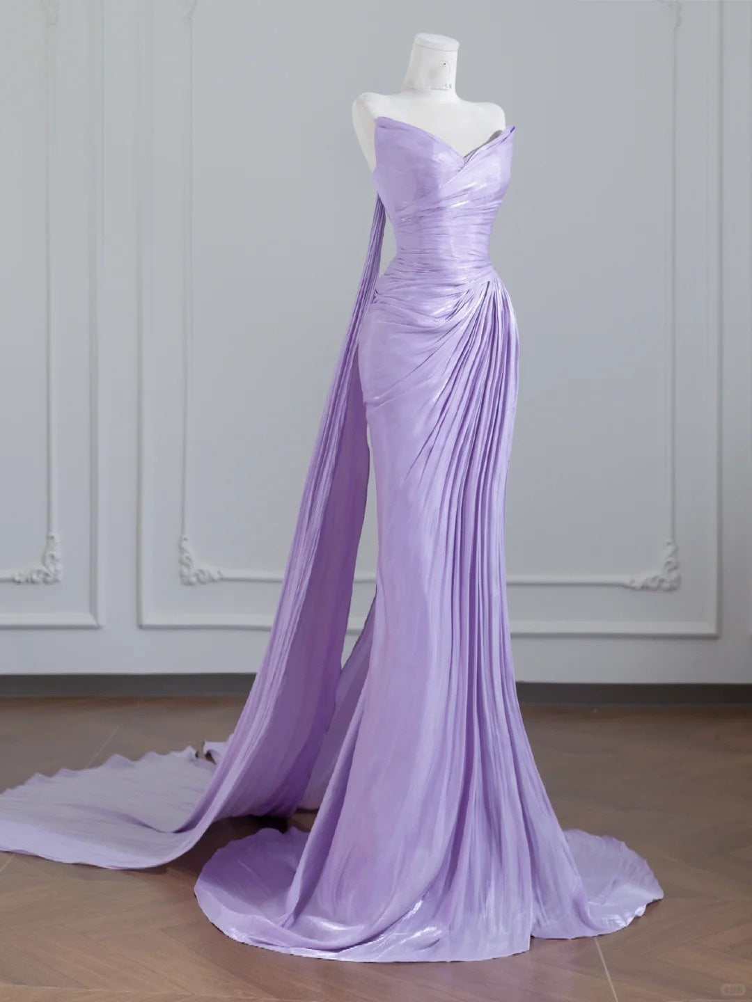 Robe de soirée longue en satin violet, élégante et longue, style féerique, nv4959