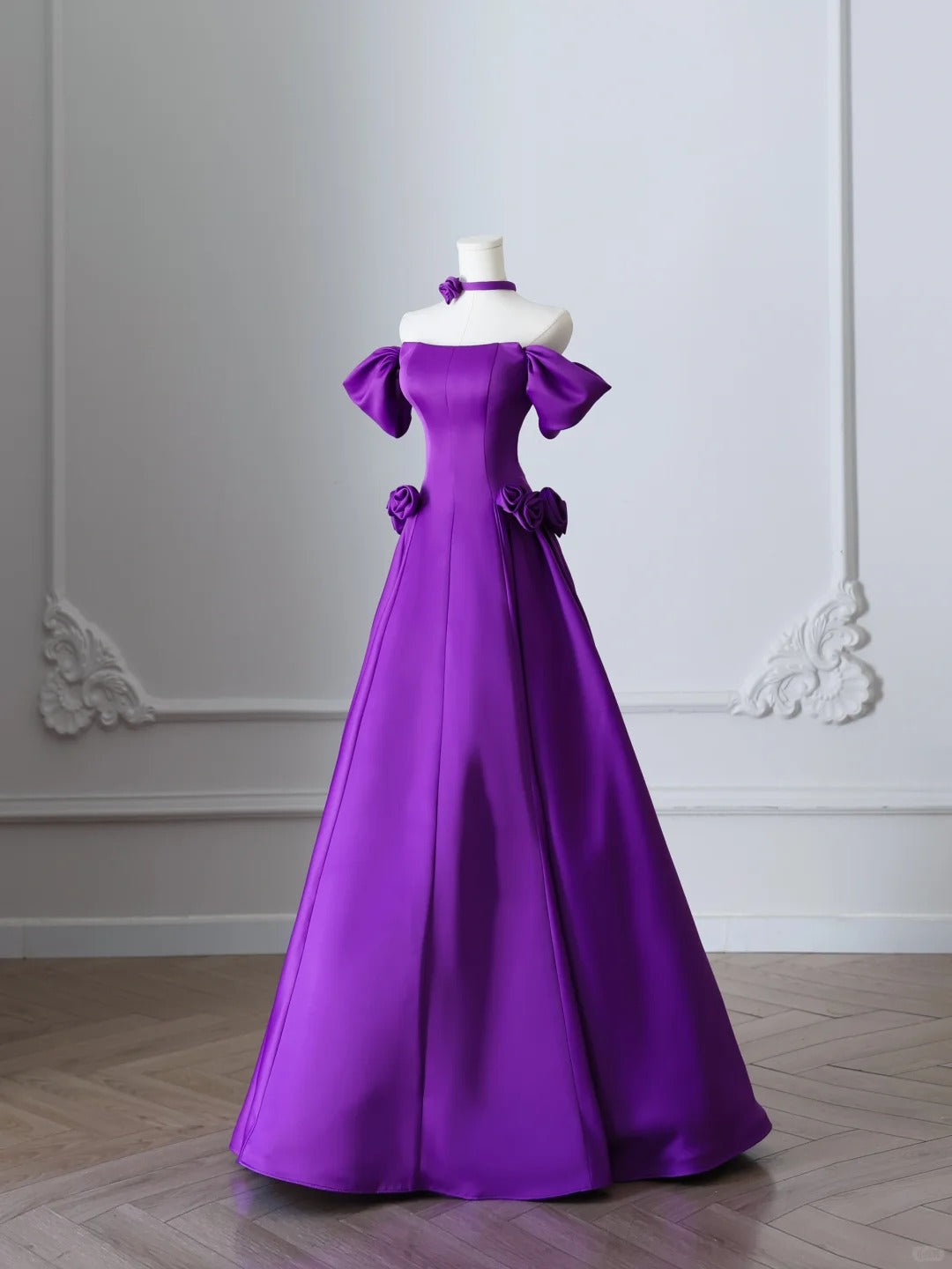Purple Satin Elegant Long Prom Dress Evening Dress Graduation Dress nv4333