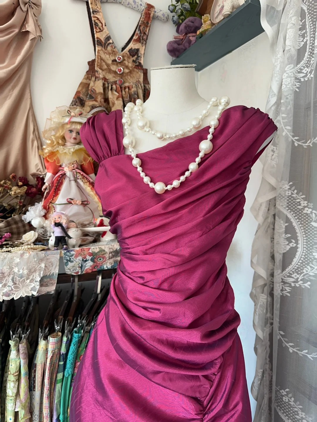Pink Simple Fashion Elegant Long Satin Mermaid Slim Ball Gown Evening Dress Birthday Dress Party Dress nv4138