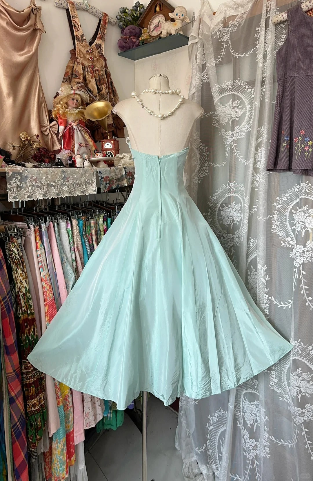 Mint Green Fashion Homecoming Dress Short Lace Birthday Dress Party Dress nv4370