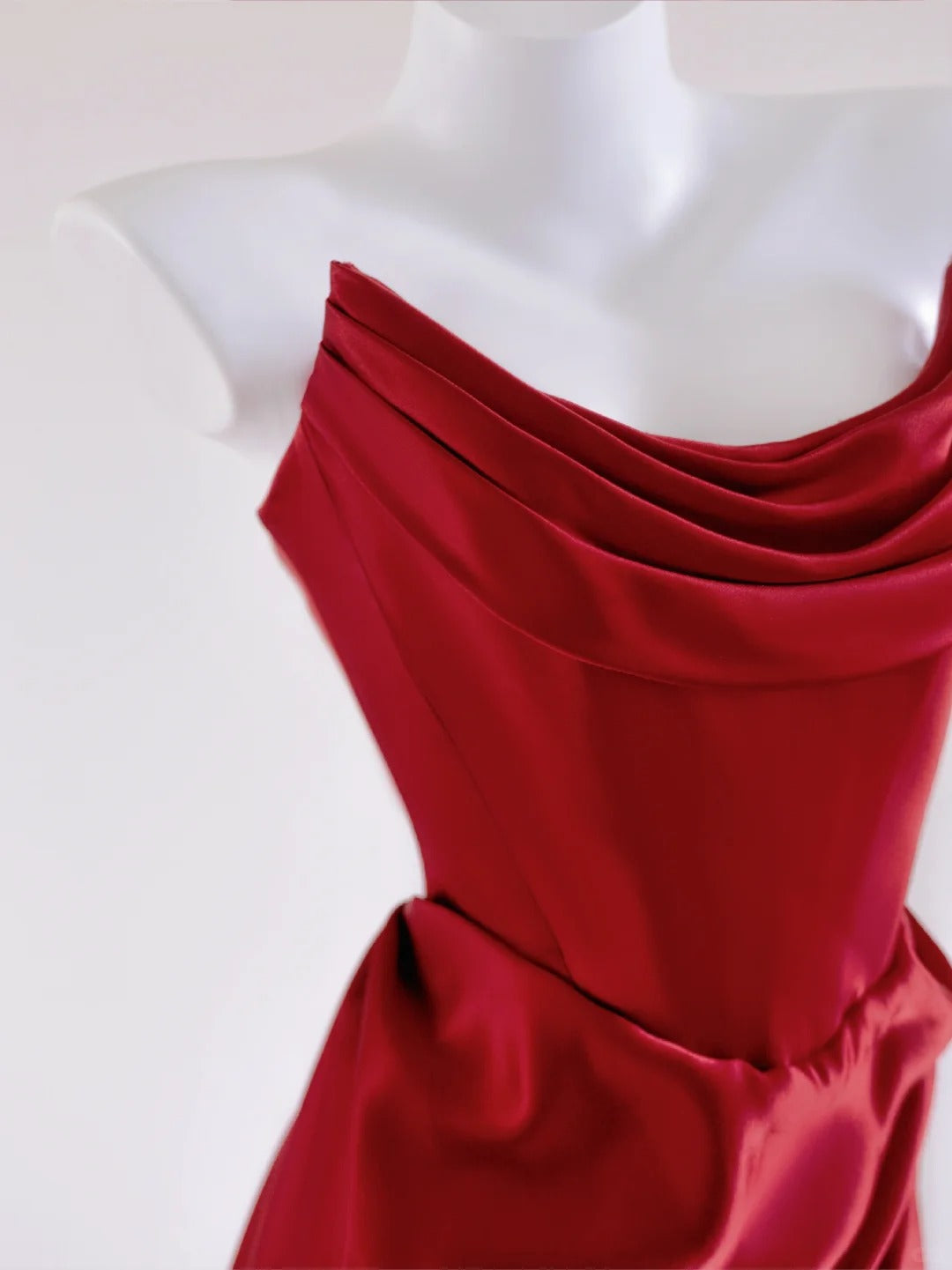 Red Elegant Fashion Long Bodycon Satin Prom Dress Evening Dress nv4972