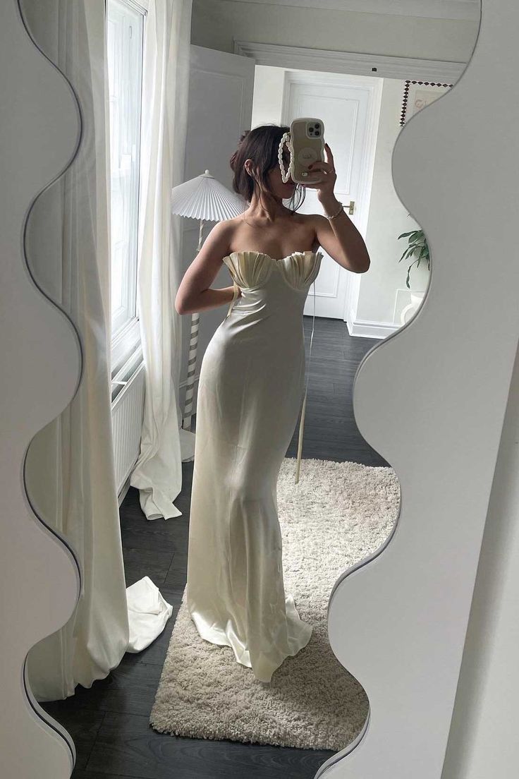 Hellgelbes, schlichtes, elegantes Muschel-Rohrkleid, lang, Meerjungfrau-Stil, schmales Satin-Ballkleid, Abendkleid, Partykleid nv3462