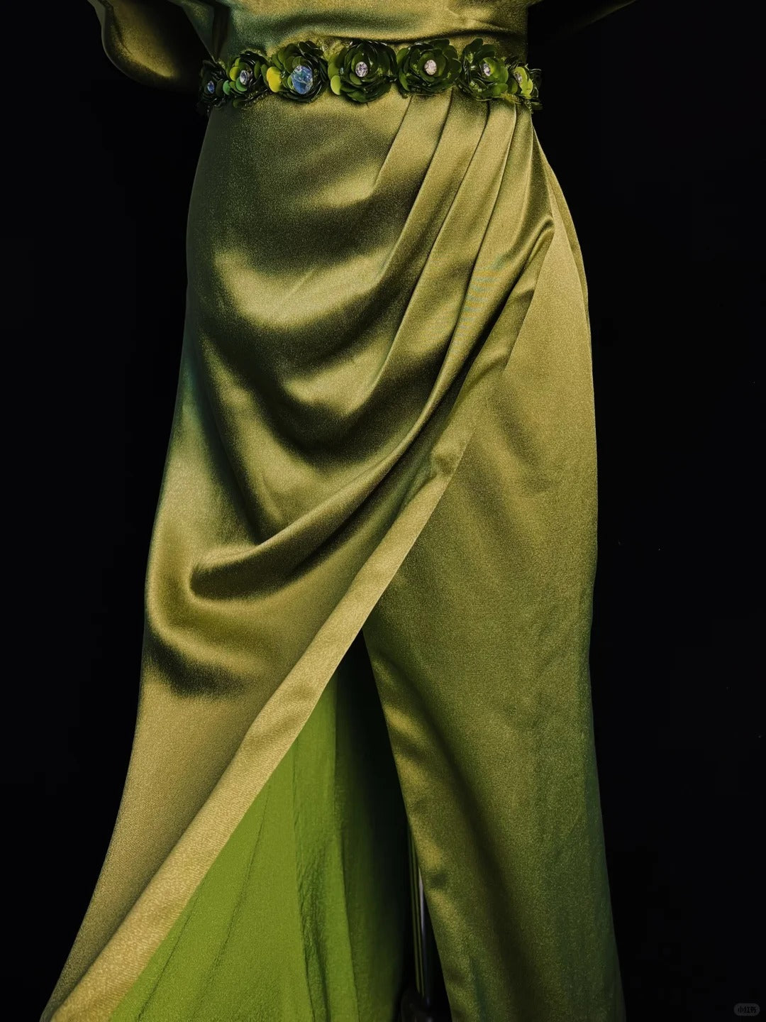 Olive Green Long Satin Prom Dress Evening Dress nv4790