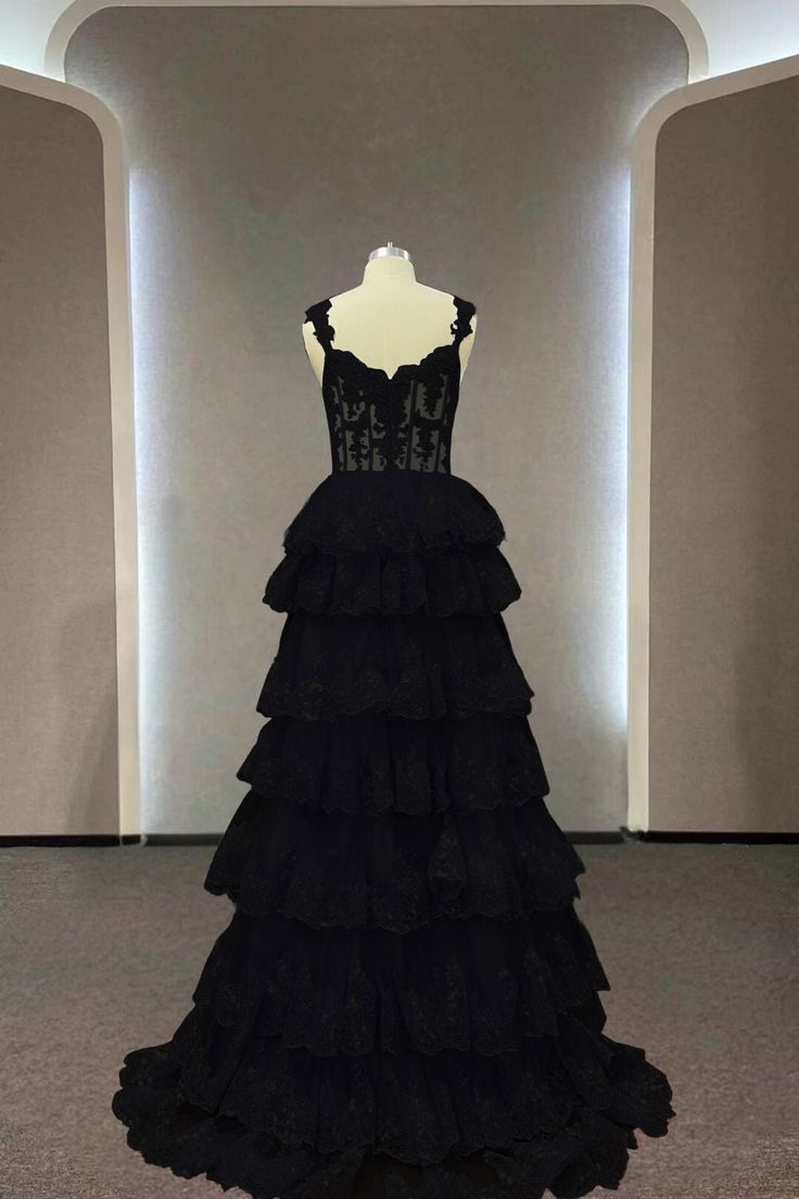 Black elegant fashion lace long tulle ball gown evening dress nv4913