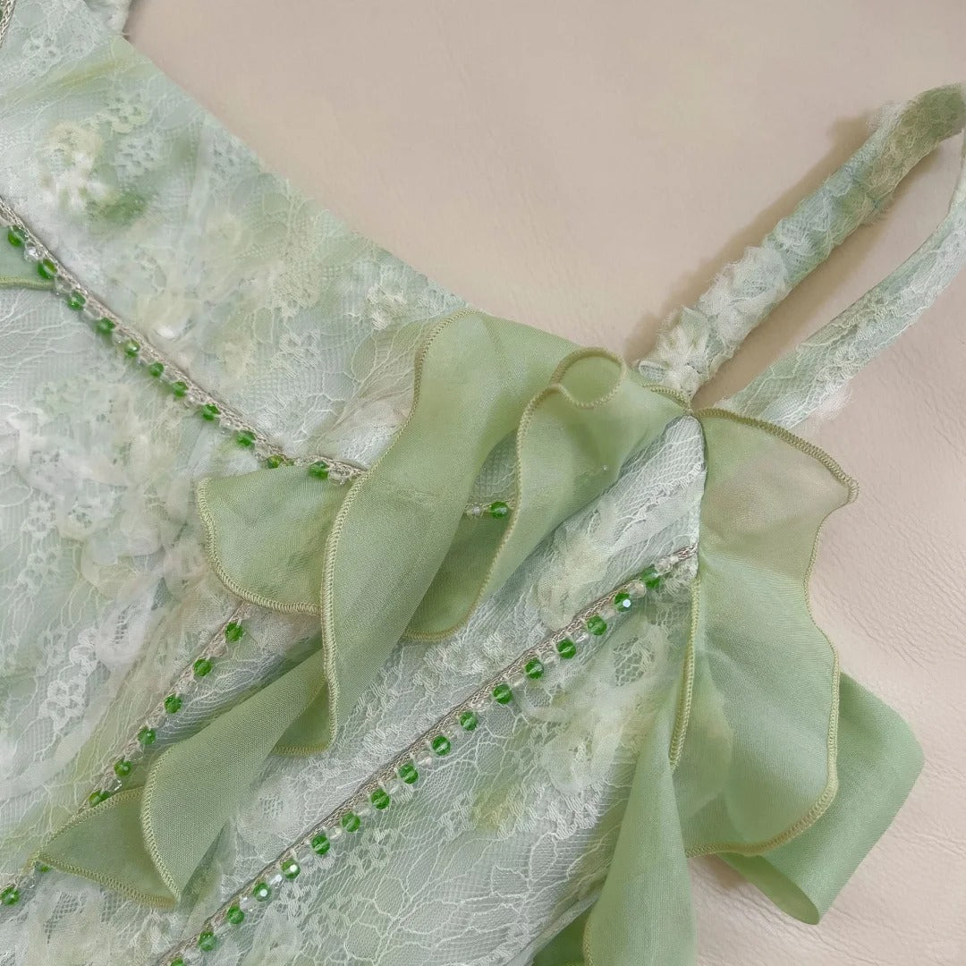 Green long chiffon tulle homecoming dress prom dress birthday party dress nv4669