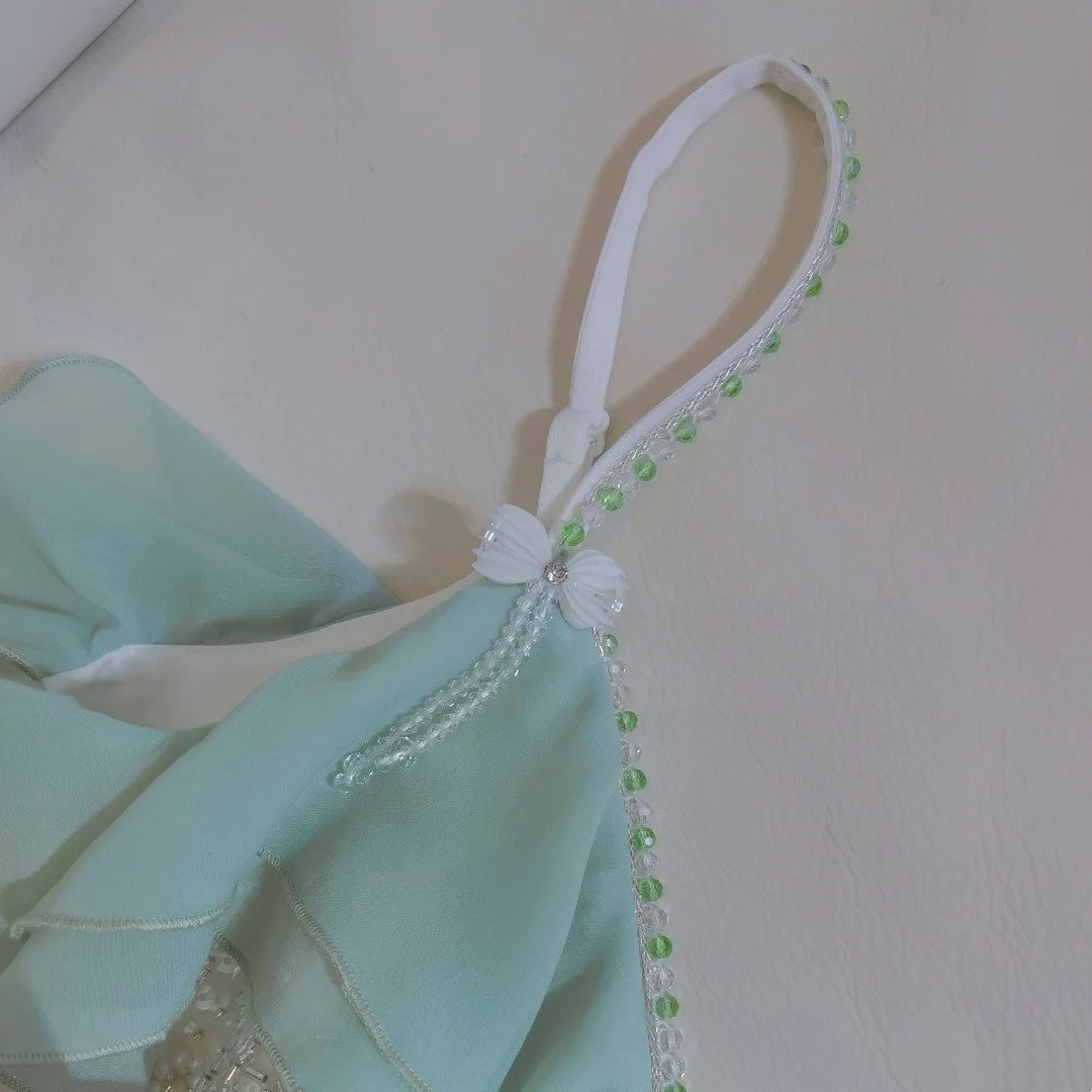 Green Beaded Long Chiffon Prom Dress Evening Gown Party Gown Graduation Gown nv4675