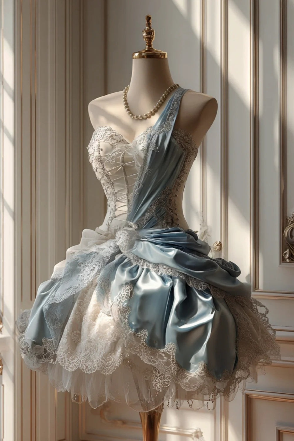 Rococo Treasures | Exquisite Rococo Misty Blue Dress, a Fairy-like Beauty NV6521