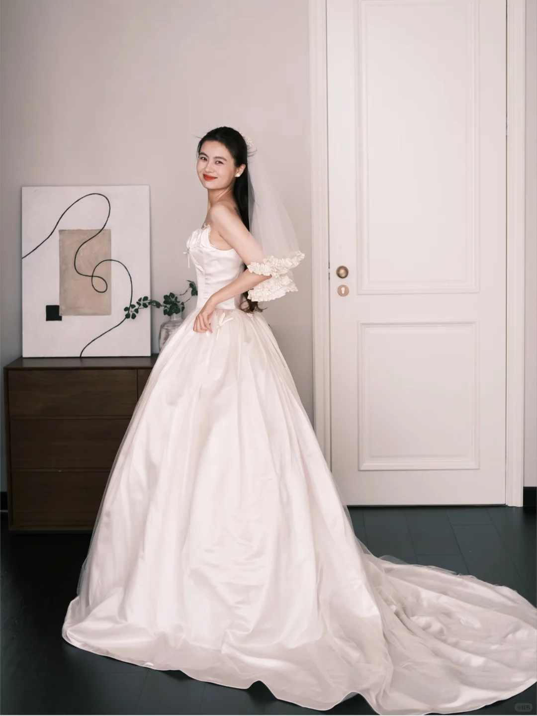 Light Champagne Ruffle Off Shoulder Princess Wedding Dress NV7236