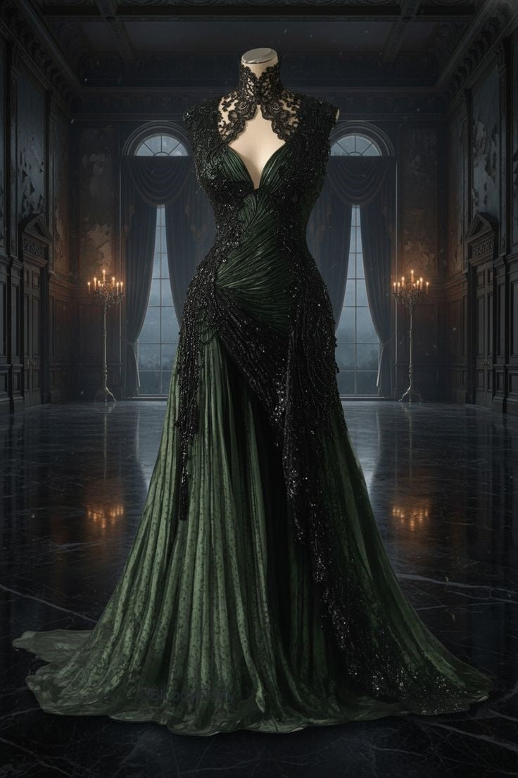 emerald green gothic dress Lolmot Gothic Dresses for Women Retro Floral Print Flare Sleeve Princess Ball Gowns Dress Medieval Renaissance Victorian Lace Dress Maxi Dress