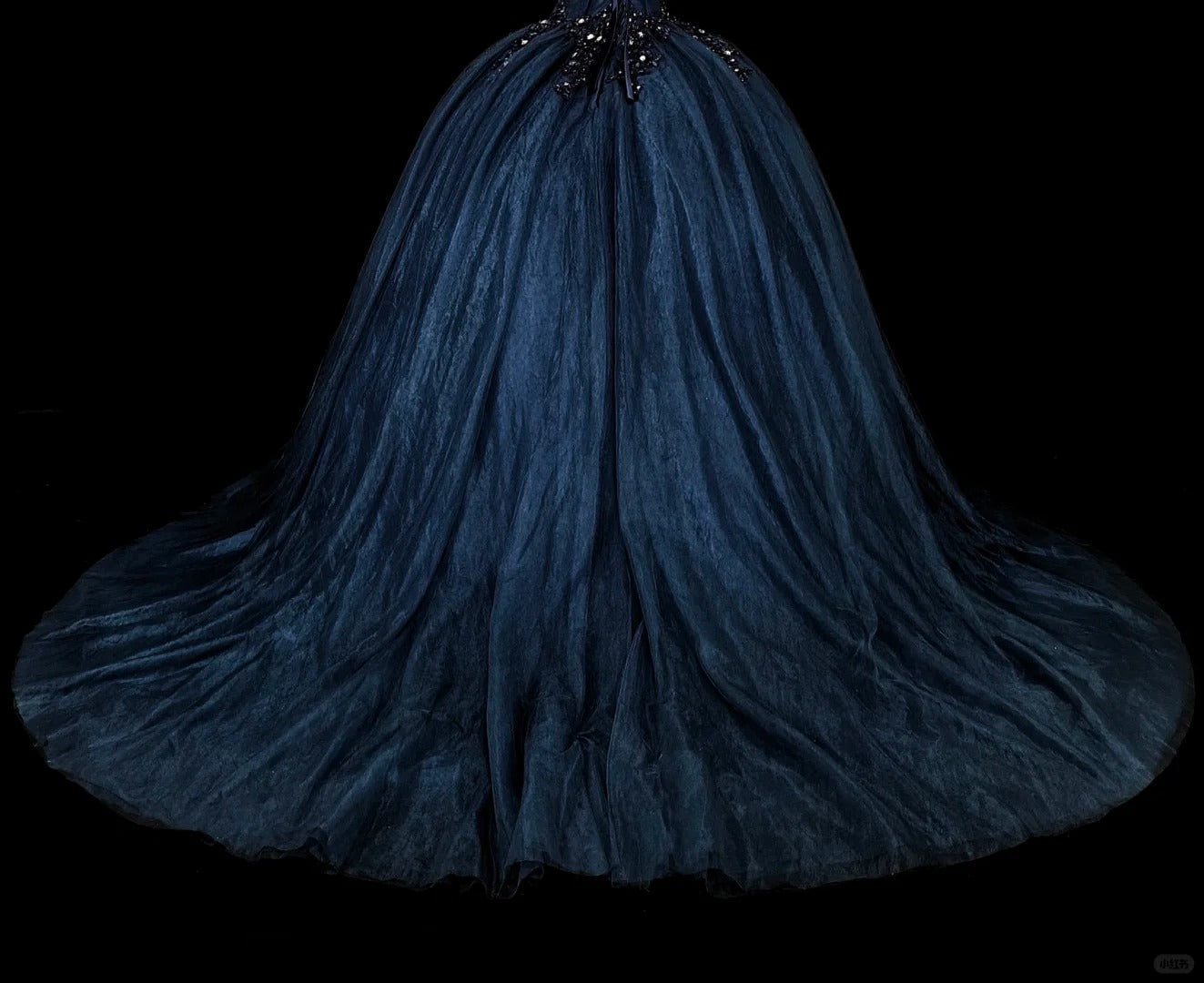 Navy Blue Gorgeous Exquisite Beaded Floral Long Tulle Ball Gown Evening Dress nv4379