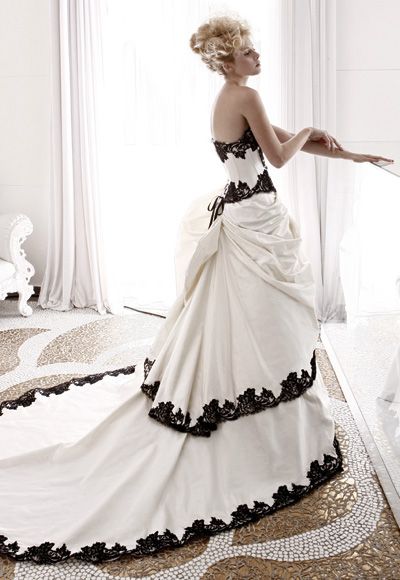 Robe de soirée longue élégante en dentelle blanche et noire avec perles et gants nv2914