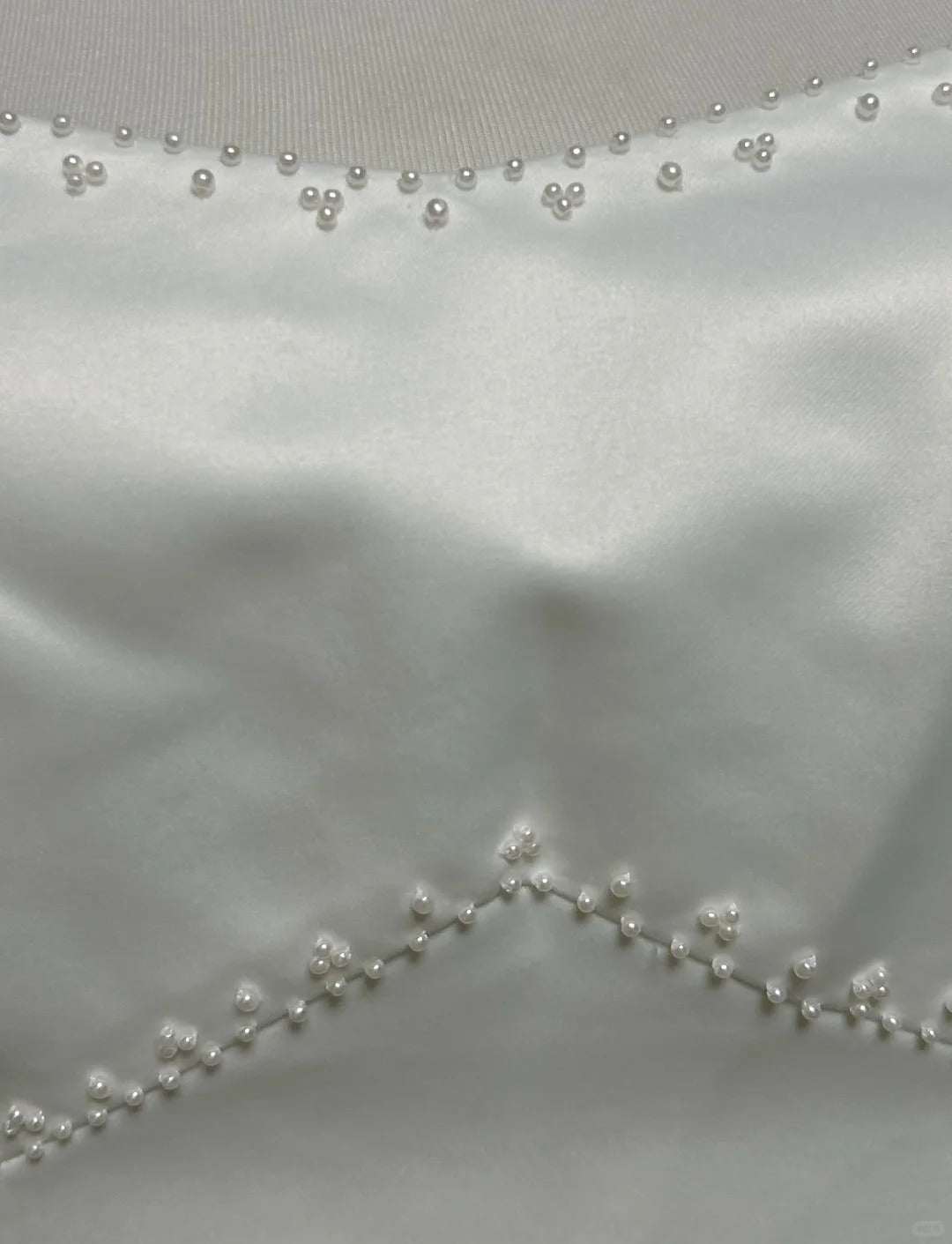 White Delicate Pearl Elegant Long Satin Prom Dress Evening Dress nv4927