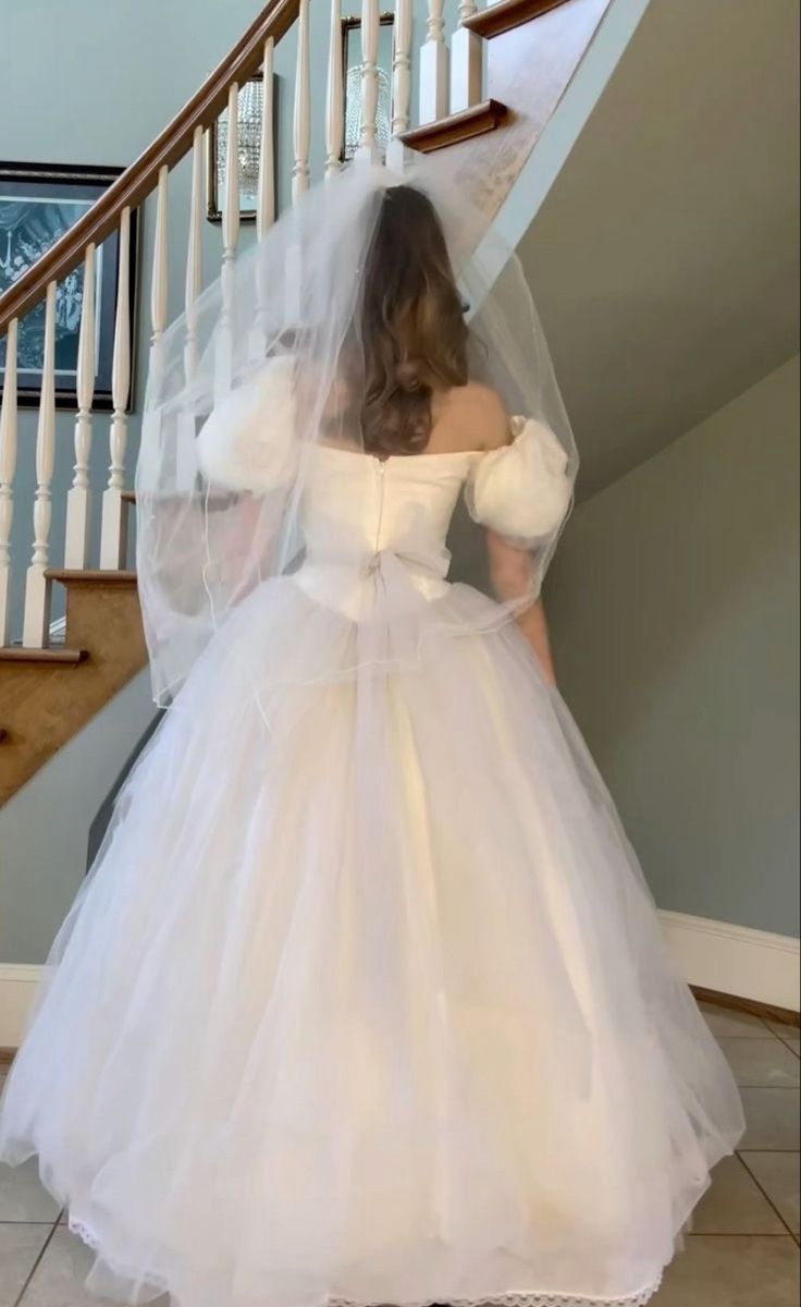 NiceVestidos - Robe de mariée princesse blanche longue en tulle, simple et élégante, NV5829