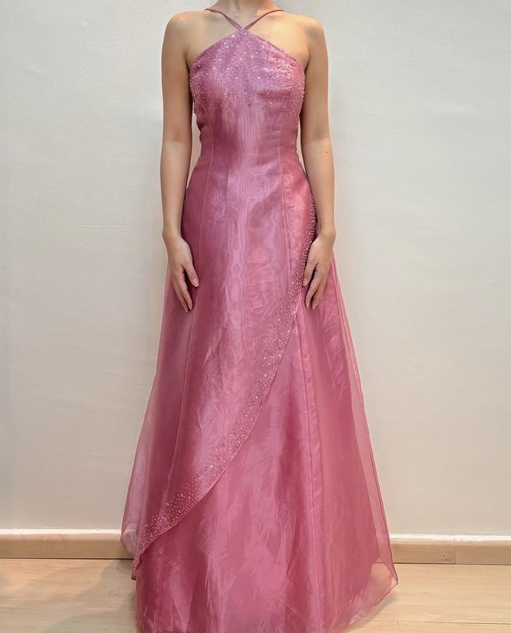 Rosa Mode Elegante Strap Exquisite Perlen Lange Tüll Ballkleid Abendkleid Graduierung Kleid Prom Kleid nv3787