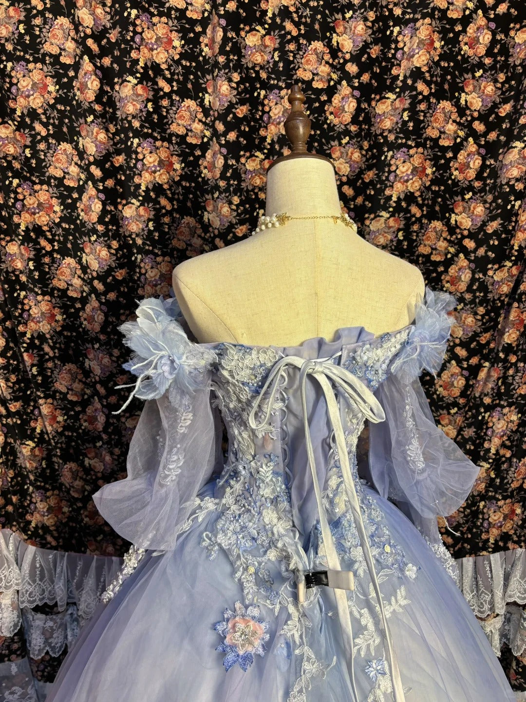 Purple Gorgeous Sweet Cute Exquisite Floral Beads Long Tulle Floor-Length Princess Ball Gown Evening Gown 16th Birthday Gown Adult Ceremony Gown nv4020