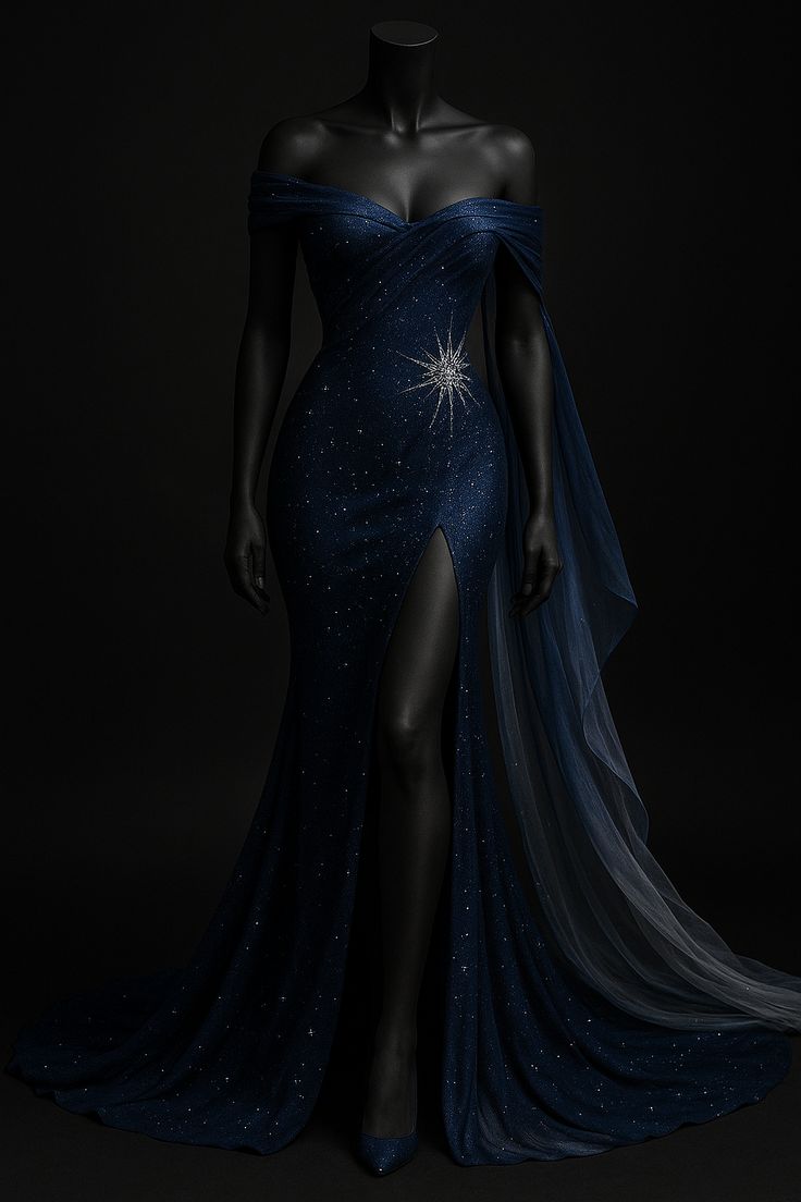 Royal blue shiny beaded tulle satin sexy slit long prom dress evening dress nv5121