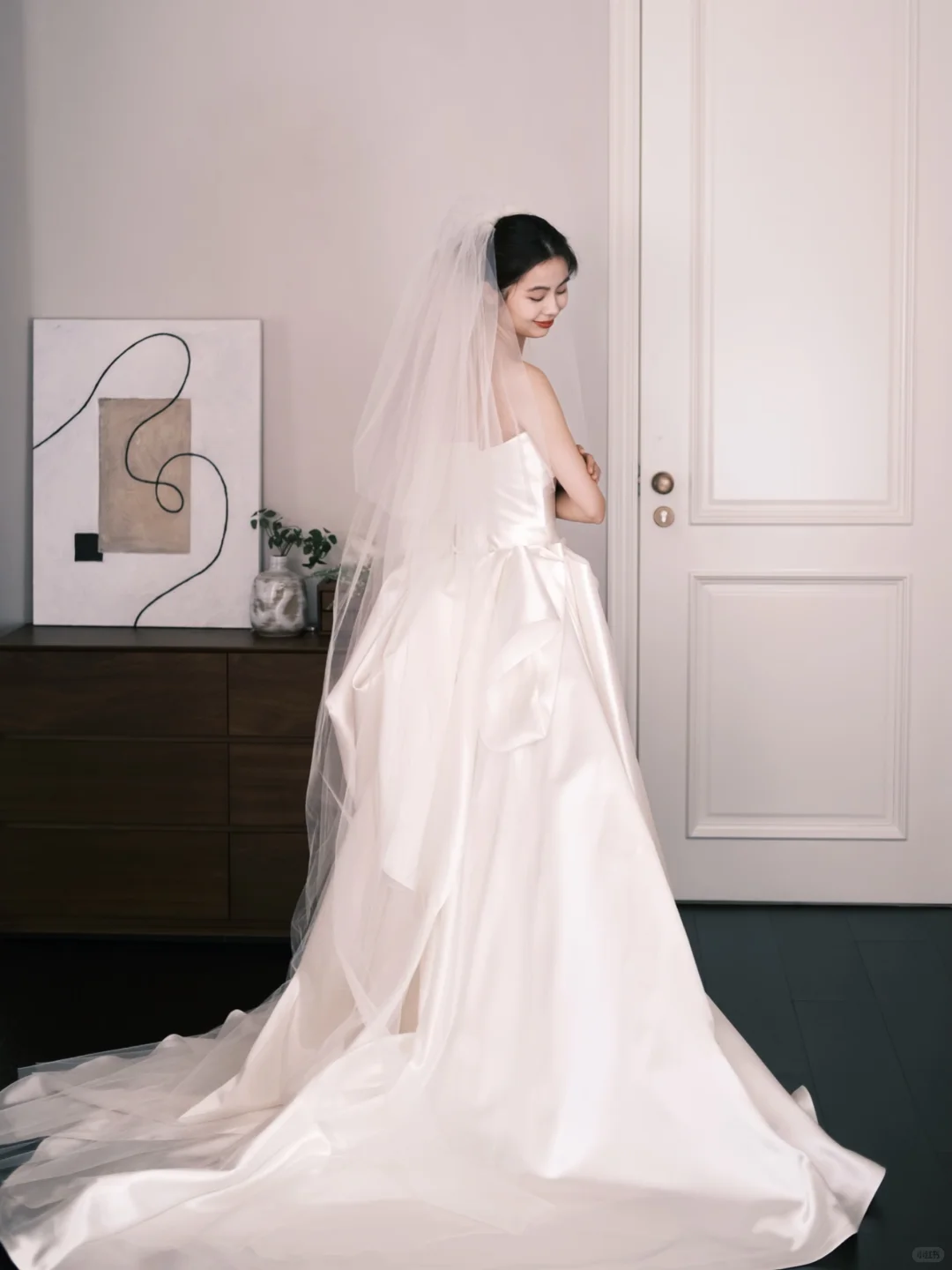 Strapless Satin A-Line Wedding Dress with Draped Skirt NV7320