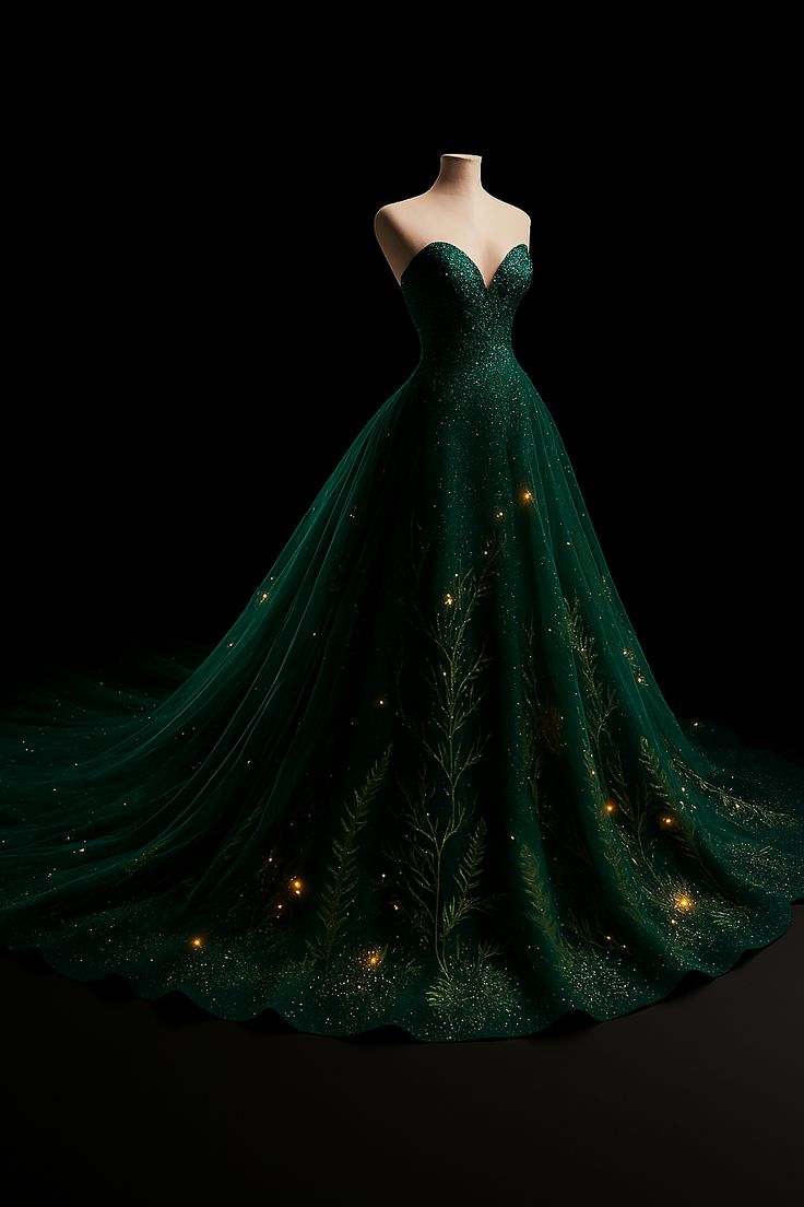 NiceVestidos-Long, Floor-Length Ball Gown With Exquisite Green And Shimmering Beading Details NV6107