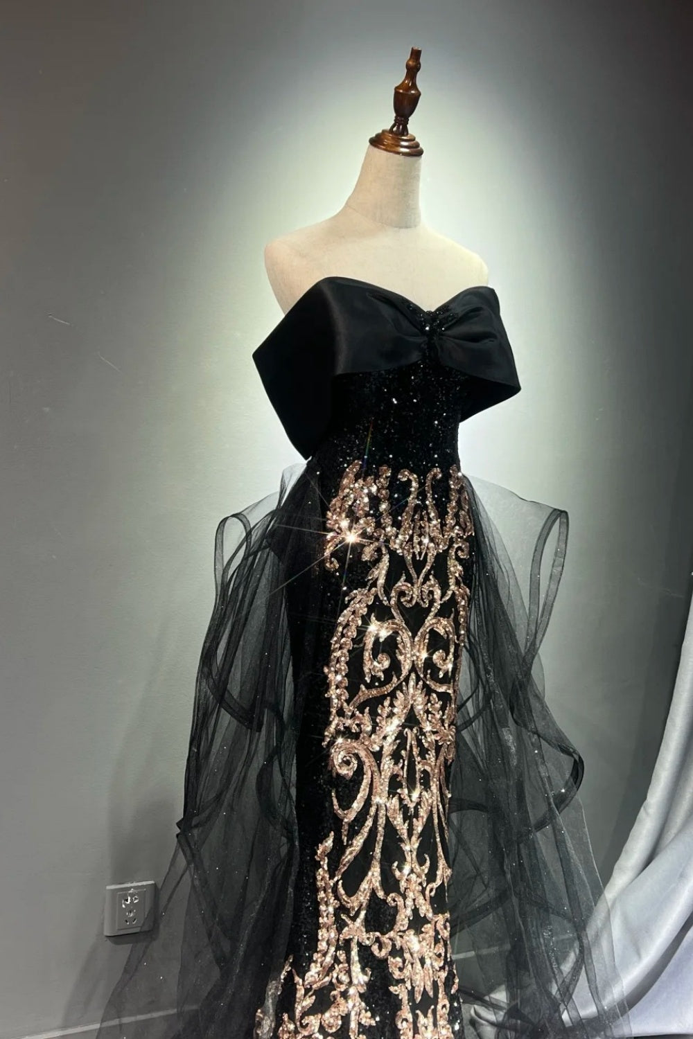 Black Gorgeous Gold Long Ball Dress NV6623