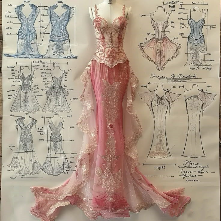 Pink Retro Elegant Delicate Beaded Lace Spaghetti Strap Long Tulle Fishtail Skirt Ball Gown Evening Dress nv3767