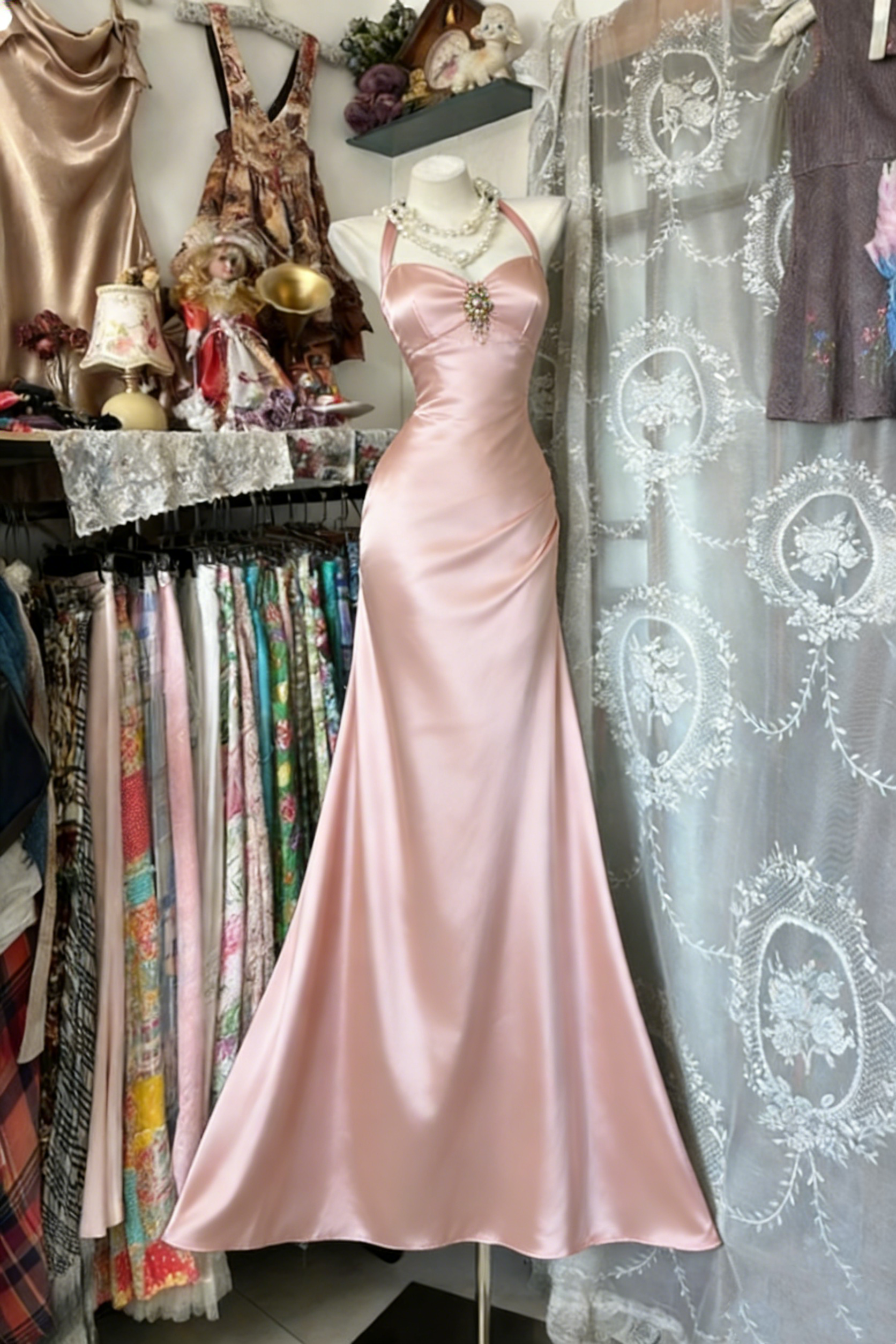 satin retro dress crepe satin JulieAnn