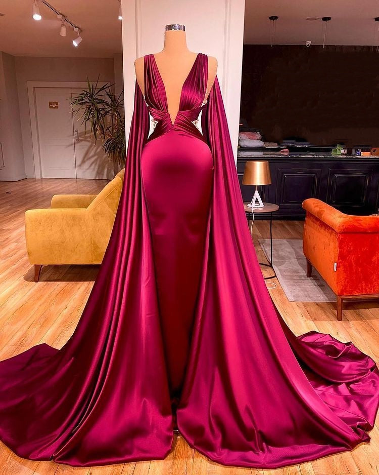 NiceVestidos-Grünes, schulterfreies, langes Abendkleid aus Satin NV6152