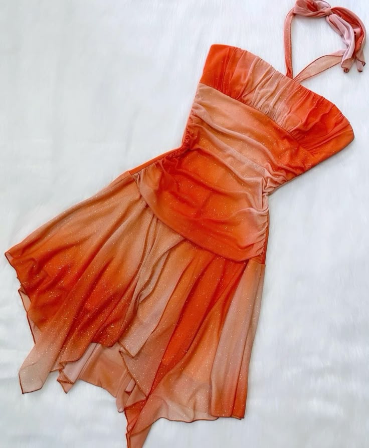 Orange Fashion Ombre Short Chiffon Homecoming Dress nv4481